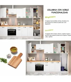 Cocina completa con zocalo y encimera 3 metros(ancho) color roble cortez, KIT-KIT