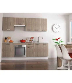 Cocina completa incluye zocalo y encimera 240 cm(ancho) color roble cortez, KIT-KIT