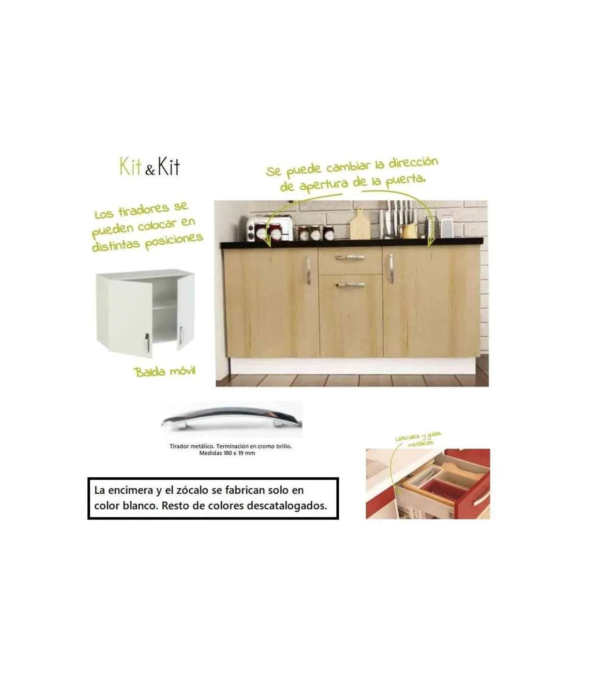 Cocina completa incluye zocalo y encimera 240 cm(ancho) color roble cortez, KIT-KIT