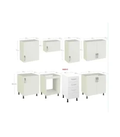 Cocina completa KIT-KIT NEW de 2,40 metros sin zocalo y sin encimera color blanco