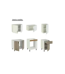 Cocina completa sin encimera y sin zocalo 180 cm(ancho) color roble-blanco KIT-KIT