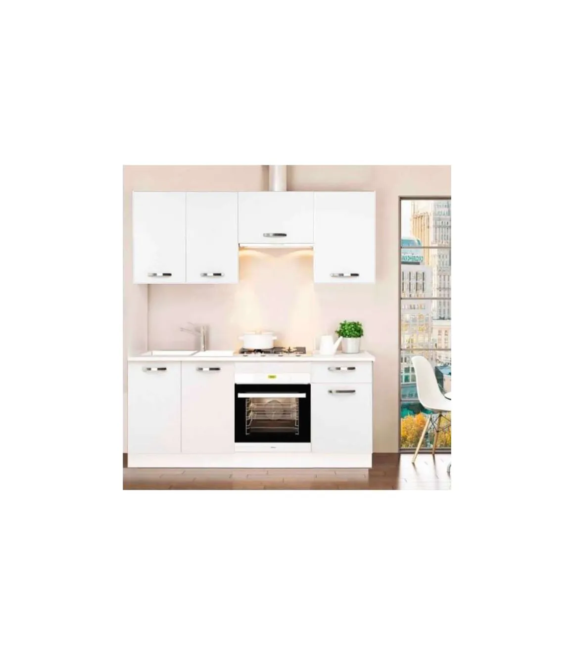 Cocina completa sin encimera y sin zocalo de 180 cm(ancho) color blanco KIT-KIT