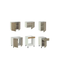 Cocina completa sin encimera y sin zocalo de180 cm(ancho) color roble KIT-KIT