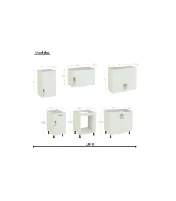 Cocina completa sin encimera y sin zocalo de180 cm(ancho) color roble KIT-KIT