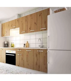Cocina completa sin zocalo y sin encimera 240 cm(ancho) color roble albar, KIT-KIT