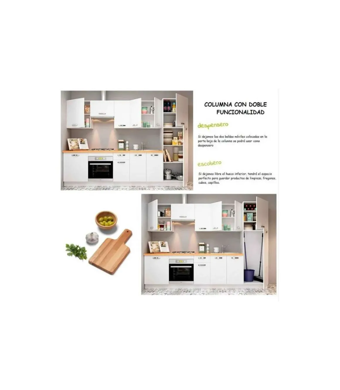 Cocina completa sin zocalo y sin encimera de 3 metros(ancho) color roble cortez KIT-KIT