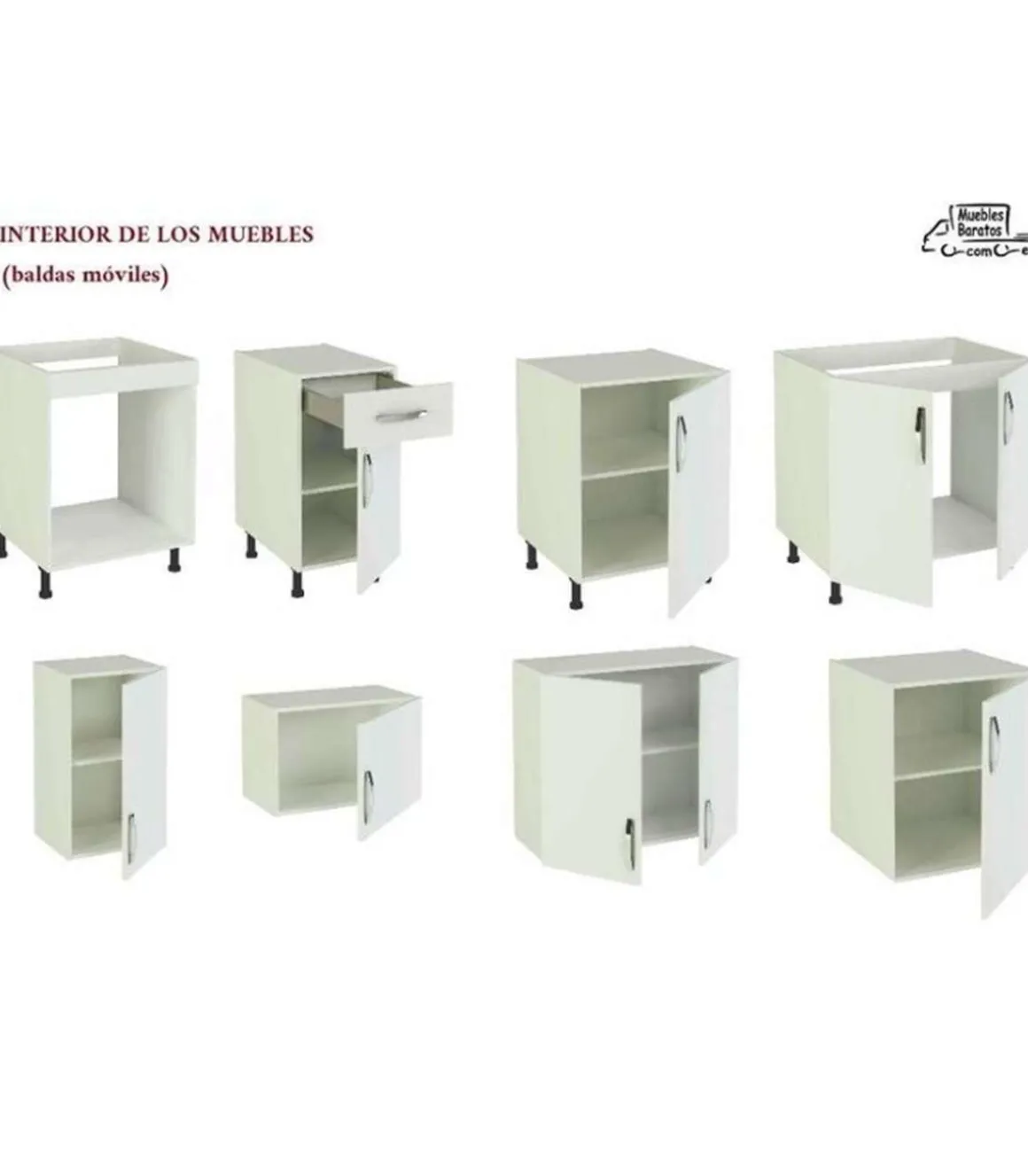Cocina completa sin zocalo y sin encimera de 240 cm(ancho) color blanco KIT-KIT