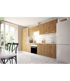 Cocina completa sin zocalo y sin encimera 3 metros(ancho) color roble albar, KIT-KIT