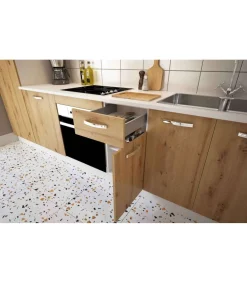 Cocina completa sin zocalo y sin encimera 3 metros(ancho) color roble albar, KIT-KIT