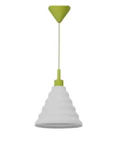 Colgante Pirámide silicona acabado blanco con verde 31 cm(alto) 25 cm(ancho) 25 cm(fondo