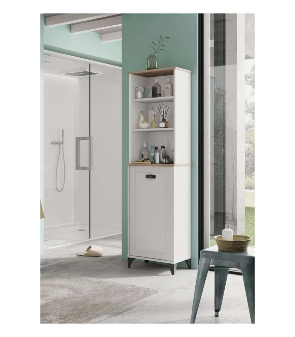 Columna de baño Toscana en acabado color blanco, 168cm(alto) 46.5cm(ancho) 31cm(largo)