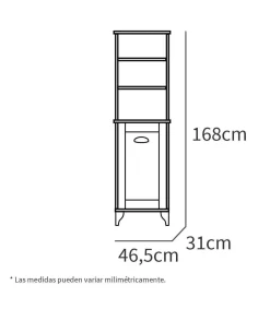 Columna de baño Toscana en acabado color blanco, 168cm(alto) 46.5cm(ancho) 31cm(largo)
