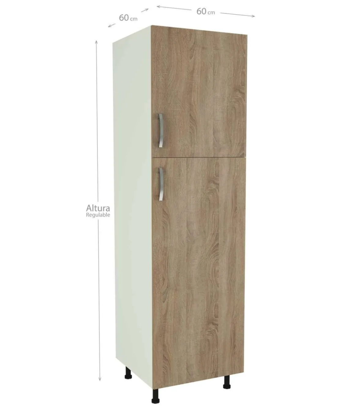 Columna de cocina de 2 puertas en roble cortez. 213 cm(alto)60 cm(ancho)60 cm(largo)