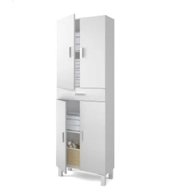 Columna para baño Kris de 4 puertas y 1 cajón acabado blanco brillo, 182 cm(alto)60 cm(ancho)29 cm(largo)