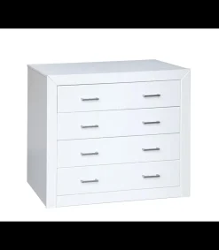 Comoda 4 Cajones Dormitorio Juvenil o Matrimonio en acabado blanco 80 cm(alto)95 cm(ancho)40 cm(largo)