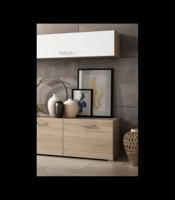 Composición de salón Arenas en blanco y cambrian. 240 cm de ancho. Se sirve montado.