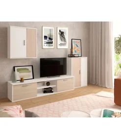 Composición de salón blanco/roble sade Zeta 200 cm(alto)220 cm(ancho)40 cm(largo)