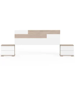 Conjunto cabecero y mesitas Erika en acabado blanco/aurora 105 cm(alto)212 cm(ancho)