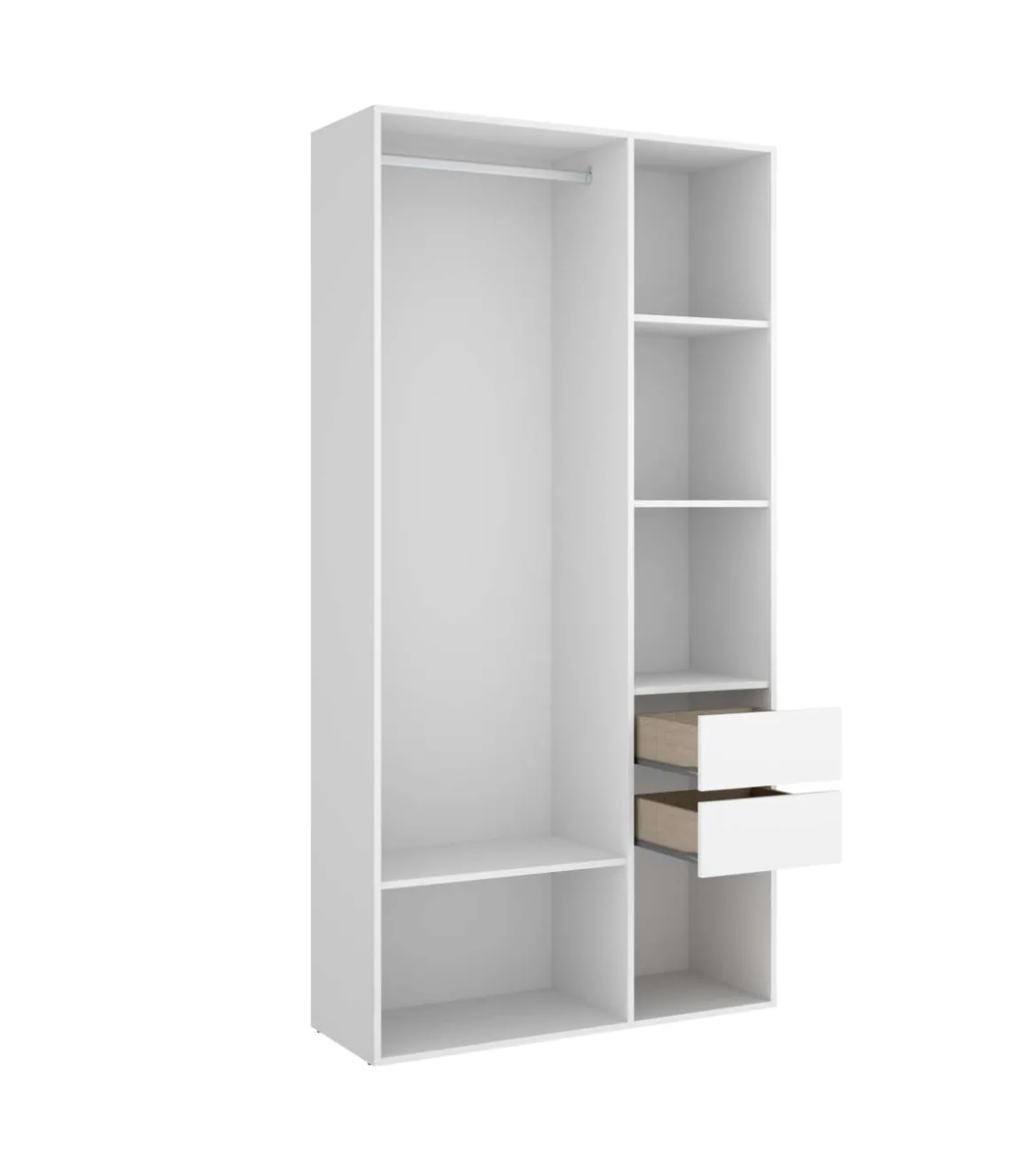 Conjunto cama, dos mesitas y armario vestidor Borja acabado blanco/alistonado.