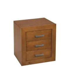 Conjunto de cabecero y mesita de noche en madera maciza color cerezo.