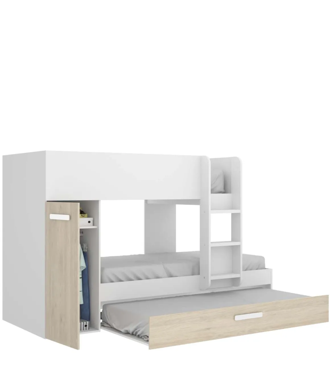 Conjunto de cama tren Orcera en blanco-natural 150 cm(alto)242 cm(ancho)111 cm(largo)