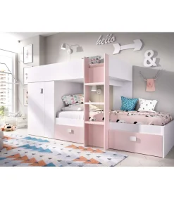 Conjunto de cama tren Torreblascopedro en blanco-rosa 150 cm(alto)271 cm(ancho)111 cm(largo)