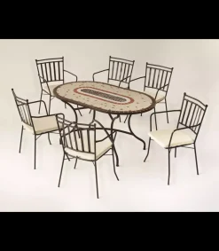 Conjunto de mesa + 4 sillones + 4 cojines jardín Malaya/Shifa