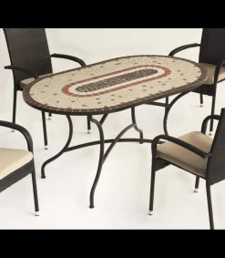 Conjunto de mesa + 4 sillones + 4 cojines jardín Malaya/Shifa