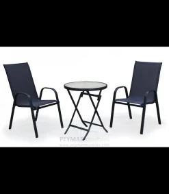 Conjunto de mesa + 2 sillones en acero Cordoba/Sulam-60/2 en acabado gris antracita.
