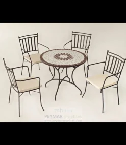 Conjunto de mesa y 4 sillones con cojines para jardin Estela/Shifa-90/4.