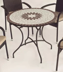 Conjunto de mesa y 4 sillones terraza jardin mosaico Estela/Bahia-90/4.