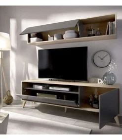 Conjunto de muebles de salon Canena en natural/grafito