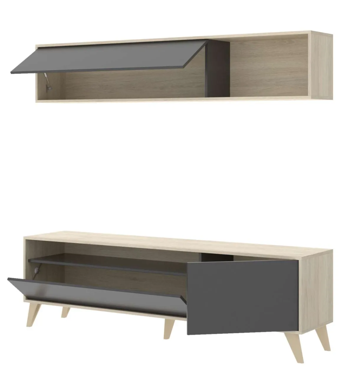 Conjunto de muebles de salon Canena en natural/grafito