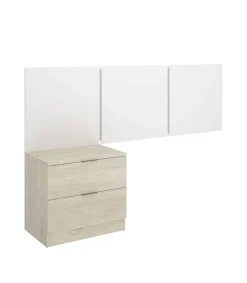 Conjunto juvenil cabecero + mesita Tito acabado blanco/natural.