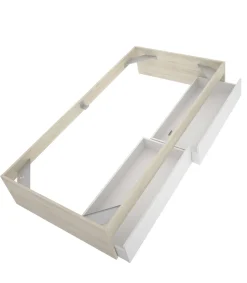 Conjunto juvenil cama de 90cm con cajones, mesita y armario vestidor Lena acabado natural-blanco.