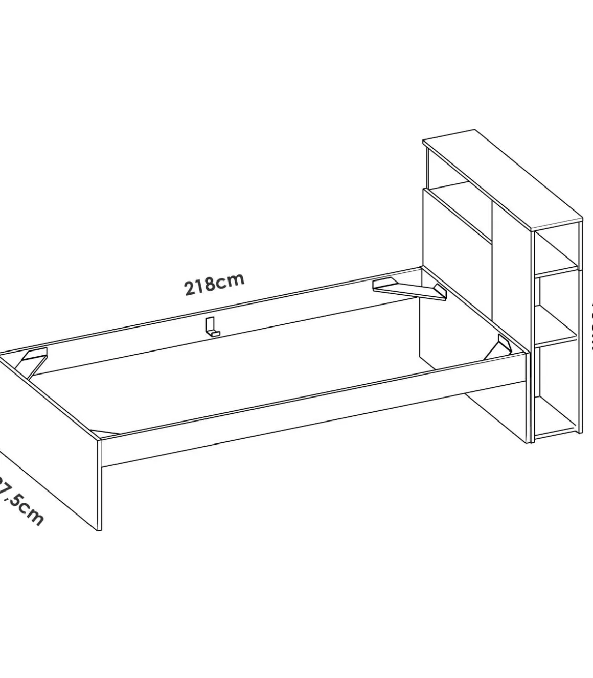 Conjunto juvenil cama de 90cm y escritorio Tamesis acabado blanco.