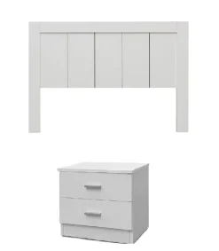 Conjunto matrimonio cabecero + 2 mesitas modelo Daimiel acabado blanco.