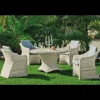Conjunto mesa redonda + 4 sillones con cojines para terraza jardín Celebes-120/4, Médula Luxe.