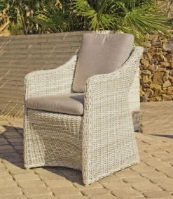 Conjunto mesa redonda + 4 sillones con cojines para terraza jardín Celebes-120/4, Médula Luxe.
