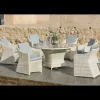 Conjunto mesa redonda + 6 sillones con cojines para terraza jardín Celebes-150/6, Médula Luxe.