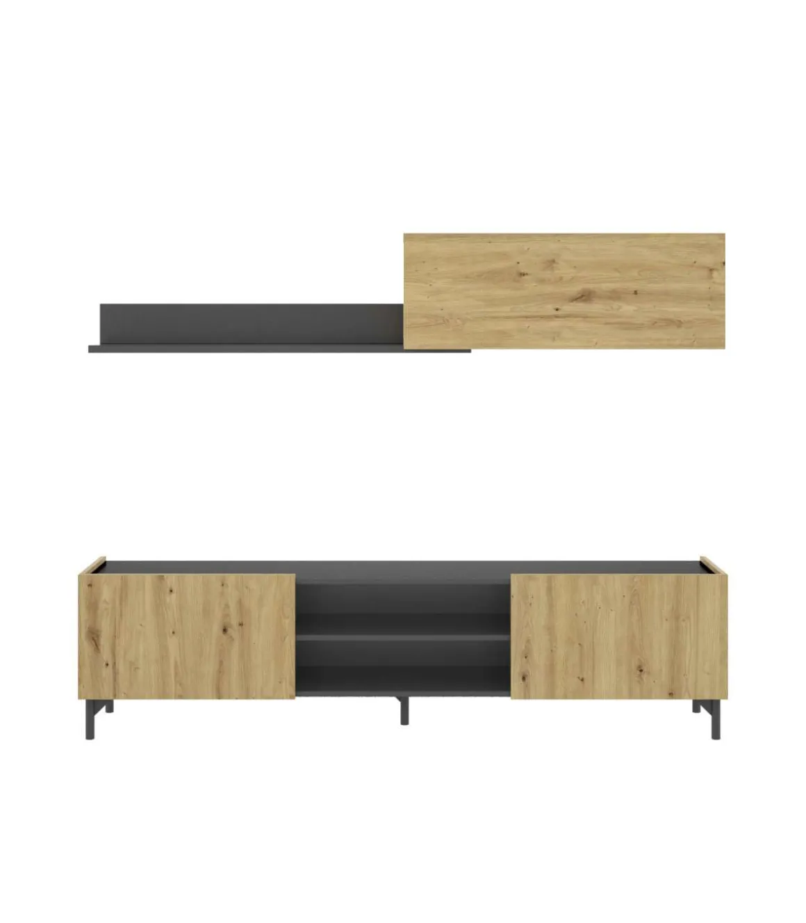 Conjunto modular para salón Duna acabado Nordic-Grafito, 180 cm(ancho) 182.4 cm(largo)35 cm ( fondo)