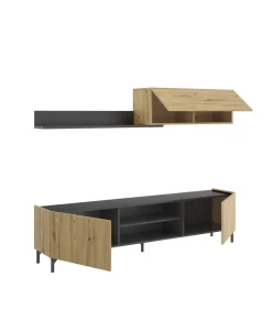 Conjunto modular para salón Duna acabado Nordic-Grafito, 180 cm(ancho) 182.4 cm(largo)35 cm ( fondo)