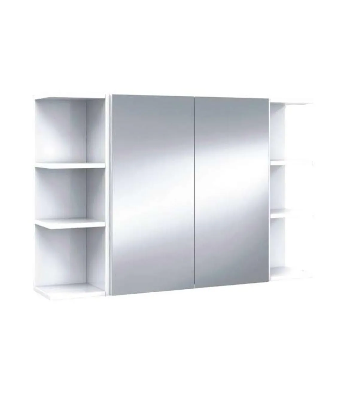 Conjunto muebles camerino Sulf 2 puertas espejo y 2 rinconeros acabado blanco brillo,