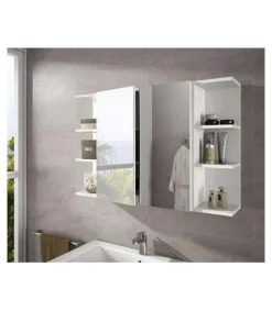 Conjunto muebles camerino Sulf 2 puertas espejo y 2 rinconeros acabado blanco brillo,
