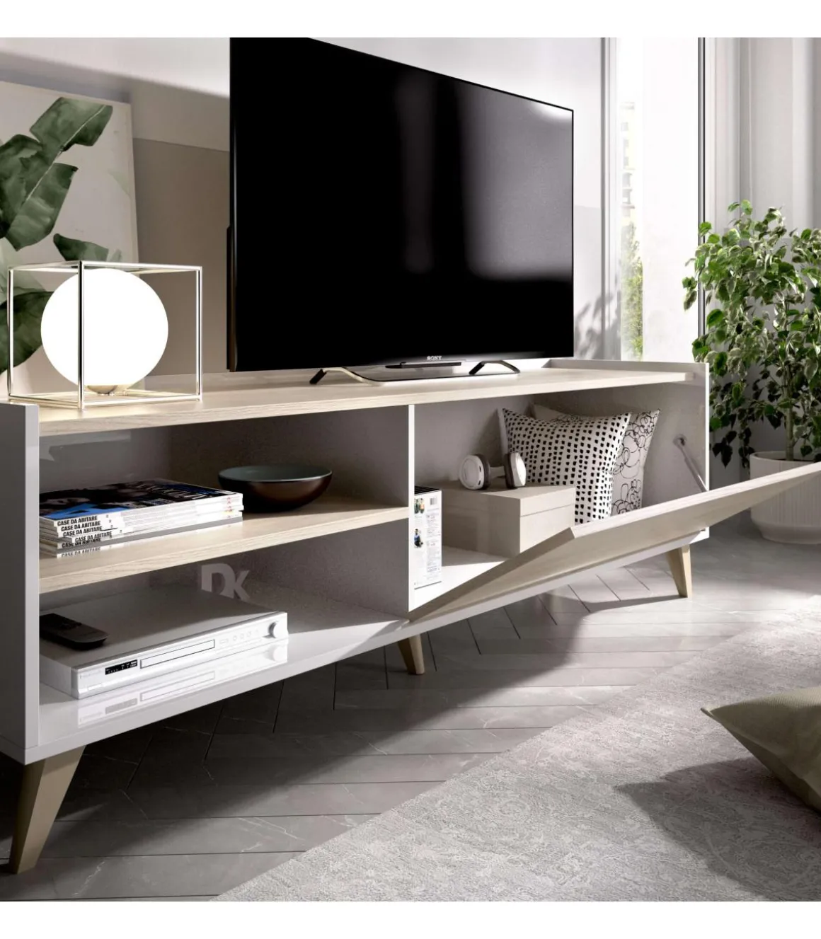 Conjunto salón Cazalilla-5 mueble bajo TV y modulo alto 47-135 cm(alto)155-81 cm(ancho)43 cm(largo)