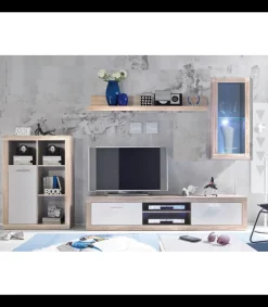 Conjunto salón Vinicio acabado sonoma-blanco 200 cm(alto)234 cm(ancho)40 cm(largo)