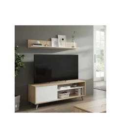 Conjunto salon television Gala acabado roble/blanco 50 cm(alto)135 cm(ancho)40 cm(largo)