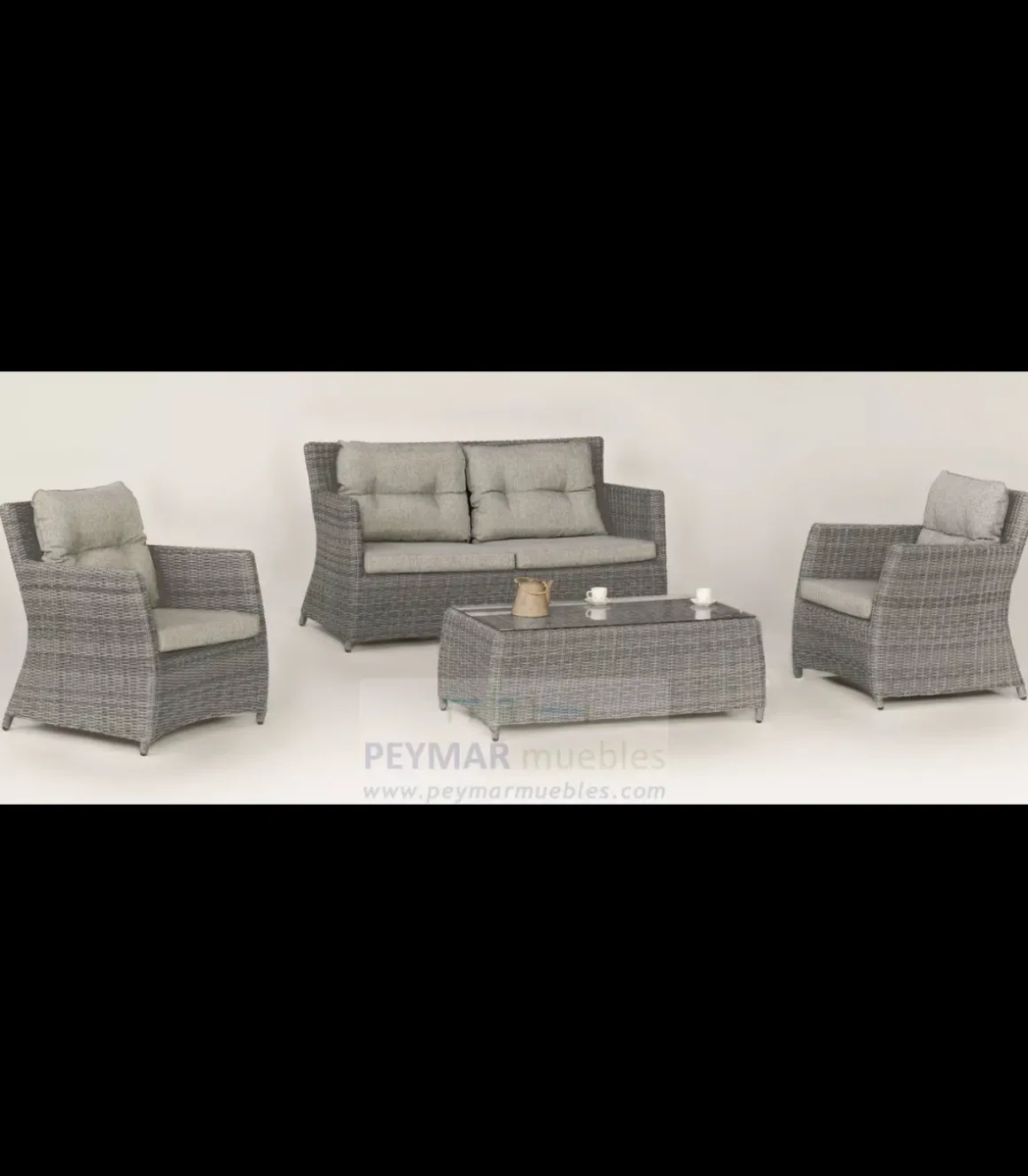 Conjunto sofá 2 plazas+ 2 sillones +mesa de centro en huitex color gris Ravella-7..