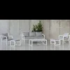 Conjunto terraza jardín aluminio Acapulco-8 con estructura en blanco.