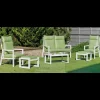 Conjunto terraza jardín aluminio Haston-7 con estructura en blanco.